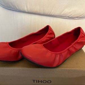 New w/o tag in original box. Never worn. Comfy red slides. Dress up or down!